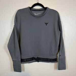 Under Armor The Rock Blood Sweat Respect Sweatshirt Gray Black Tie Waist Size XS